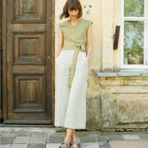 LINENFOX Ocean Pull-On Linen Trouser Pants Women’s Size Medium Dark Grey